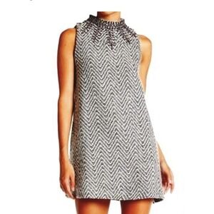 R & J Romeo Juliet Couture Wool Blend Black & Grey Chevron Dress Small NWT ✨READ